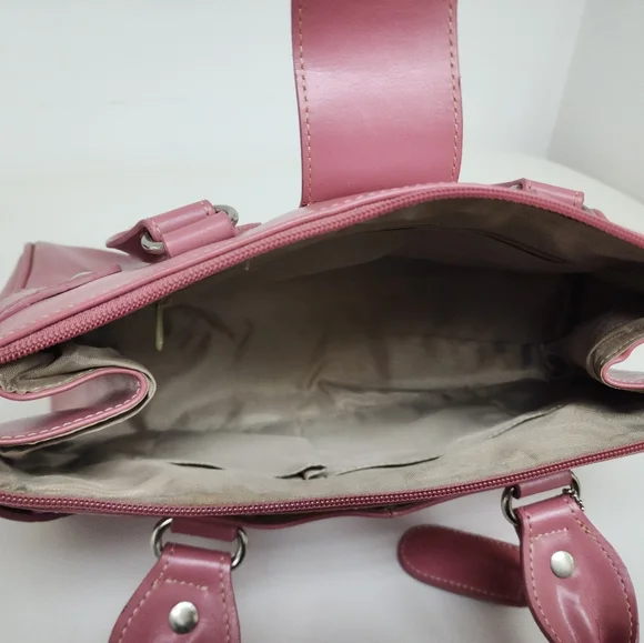 Pink & Raspberry color leather purse - Picture 4 of 7